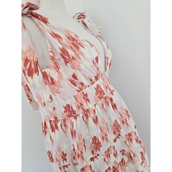 House of Harlow 1960 Linen Blend Midi Maxi Tiered Cottagecore Sleeveless Dress M - Picture 8 of 15